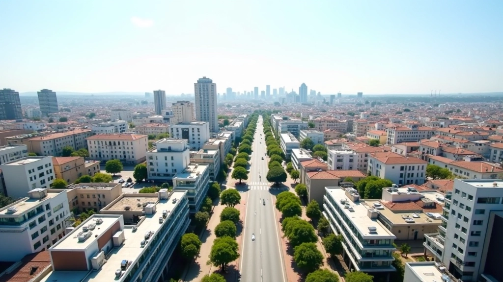 Vue aérienne de Montpellier montrant les quartiers d'affaires et l'architecture urbaine moderne