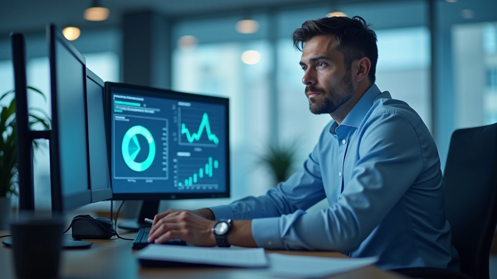 Graphiques de tendances économiques et analyses de données commerciales sur un bureau moderne