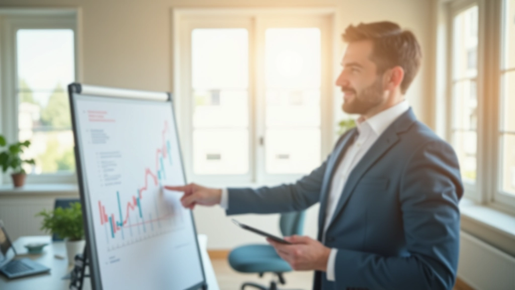 Consultant pointant vers un graphique d'analyse économique lors d'une présentation