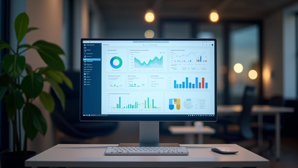 Interface de logiciel de gestion d'entreprise sur écran d'ordinateur de bureau