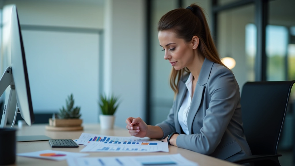 Professionnel analysant des données économiques à son bureau avec des graphiques et des rapports